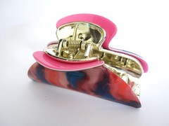 Hot pink turquoise blue purple marbled hair claw clip