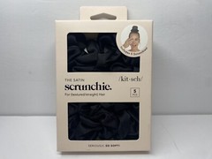 Kit•Sch The Satin Scrunchie For Textured/Straight Hair • 5 Piece Set • Black
