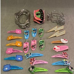 Y2K Hair Clip Accessory Lot Powerpuff Girls Hello Kitty Care Bears 22pc Set