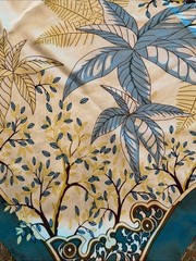 Silky Botanical Floral Leaf Print Square Scarf