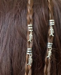 Fish Skeleton Hair Clips Set of 4 Charms Silver Color Accessories Decoration
