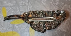 Vintage Barrette Hair Clip Hearts Concho Style Embossed Made in Korea