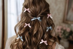50pcs Pre-Tied Mini Ribbon Bow Hair Accessories Solid Pink Blue Black White