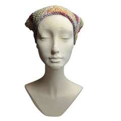 Multicolor Crochet Triangle Bandanna Headscarf Handcrafted Handmade Cotton Knit