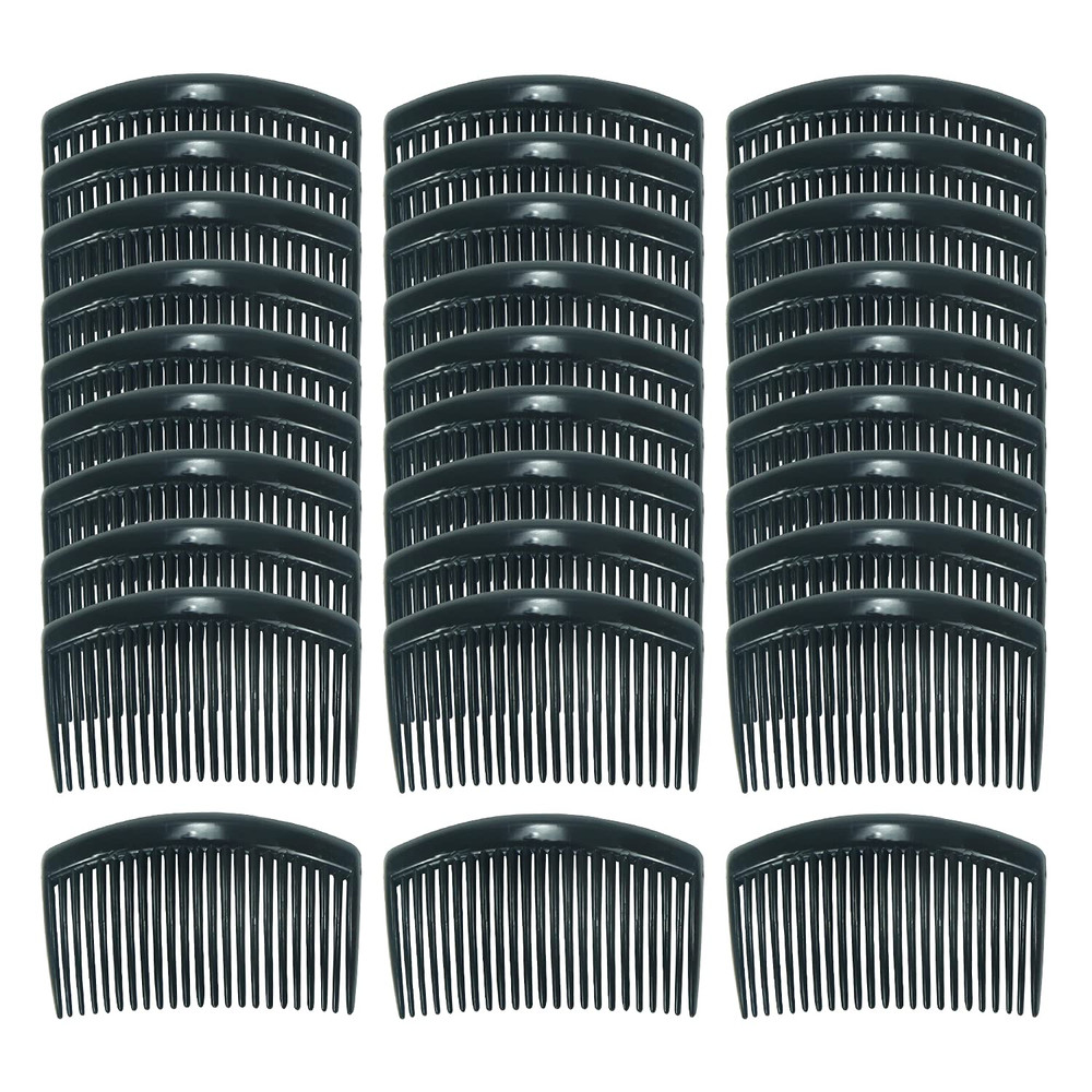 Cinaci 30 Pack Clear White Black Brown Plastic Hair Side Combs Slide Bun Holder
