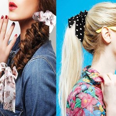 5 PCS Tropical Travel Scrunchy Hair Rope Ties Ribbon Bow Elastics Bands