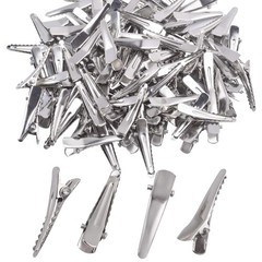 30MM Small Alligator Hair Clips, 100 Pieces Silver Metal Alligator Hair Pins Tee