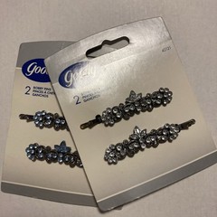 Goody 2 Bobby Pin Slides 2” Blue/White “Jeweled” Flowery 2004 New (2 Diff.) G69