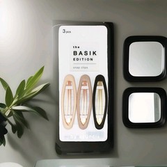 The Basik Edition by Scünci snap Clips Metal Multicolor 3 Pc Set New