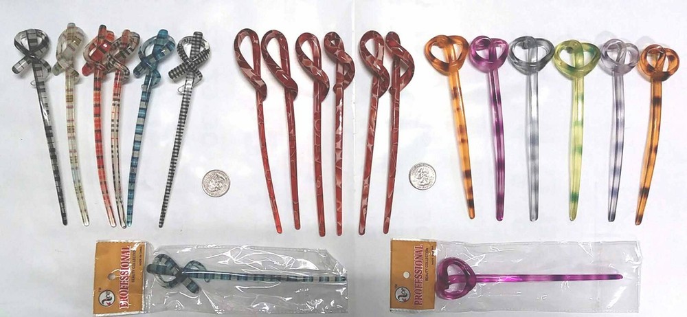 Lot of 6 ,12,24— Women Beautiful Design Brown Hair Sticks Hair Clip -HS316