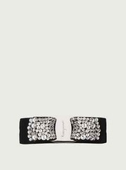 NWT NEW Ferragamo black crystal bow hair clip RT $230+