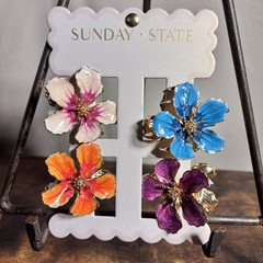 Sunday State Set Of 4 Bright Colorful Enamel Hibiscus Hair Claws