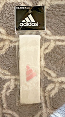 Vintage Adidas Terry Cloth Headband Pink & White NEW