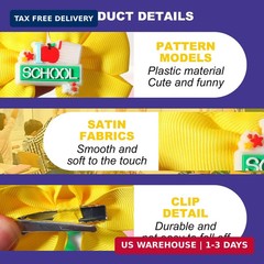 8Pcs Back to School Bow Hair Clips School Bus Pencil Hair Barrettes Grosgrain Ri