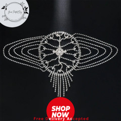 New Luxury Rhinestone Tassel Forehead Headpiece – Hollow Bridal Hair Chain women