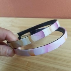 Girls Headbands Lot 4 Pcs 1/2″ Wide Hairbands Pink Brown Blue Circle Patterns