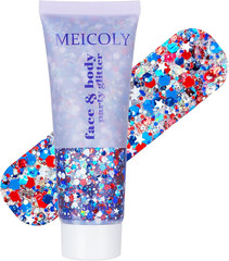 250Th Red White and Blue Patriotic Face Glitter,Fourth of July Star Hair Glitter