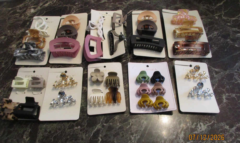 Assorted Lot Ella Shay+ Plastic & Metal Hair Claw Clips Fancy Fashion Hair Clips