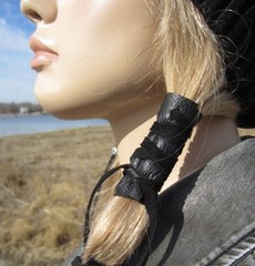 Leather Hair Ties Ponytail Holder Wrap Cuff BOHO Bohemian Clothing Jewelry White