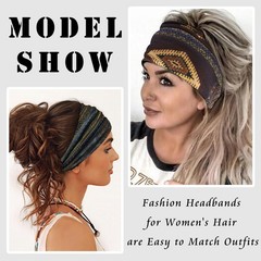 Boho Wide Headbands for Vintage Floral Head Bands Large African Bandana Hairb…