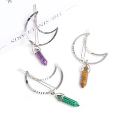 Geometric Crystal Moon Hair Clips Barrette Hexagonal Pendant Hair Accessories