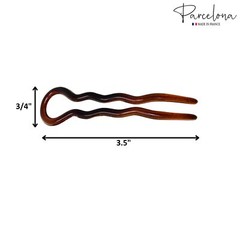 Parcelona French Sleek 3 1/2″ Celluloid Wavy U Shaped Hair Pins for Women(3 Pcs)