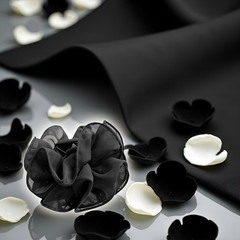 Black Large Chiffon Claw Clip Hair Bow Large Size Black Fabric Ribbon Flower Ros