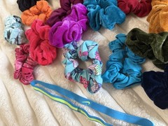 VTG Hair Scrunchies Ties Variety Mixed Lot of 32 Y2K 90s Colors Pink Purple Blue