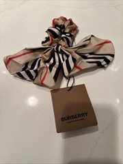 Burberry Icon Stripe Silk Scarf Scrunchie Hair Accessory New with Tag