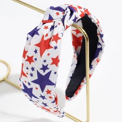 4th Of July Independence Day Headband, with Knotted Wide Edge Red Blue Five-p…