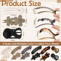 12 Pcs Flat Hair Clips for Women, Lay Claw French Tortoiseshell