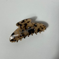 Salvatore Ferragamo Hair Clip 340218 Valletta Barrette Nero Brown Crystal Logo N