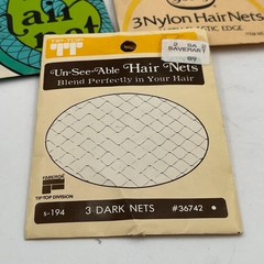 GOODY VTG Invisible Blonde HAIR NETS Luxrite Dark Black 1960s Jackie O Style