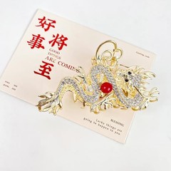 The Spring Festival Large Metal Rhinestone Hair Clips – Design Gold Hair Dragon