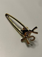 Vintage Yves Saint Laurent Gold YSL Logo Hair Clips 3cm