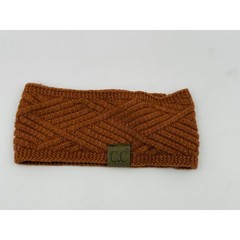 CC Headband Knit Ear Warmer Rust Brown Cable Knit Winter Head Wrap Womens
