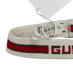 GUCCI Headband Hairband Web Stripe Logo Ivory White Size M 54cm Elastic Italy