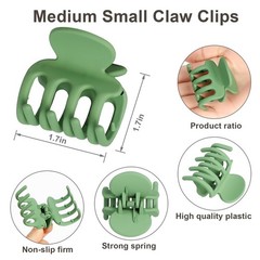 6 PCS Small Hair Claw Clips For Thin Medium Matte NonSlip Accessories Green