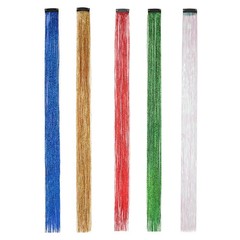 Colorful Tinsel Hair Extensions Clip in Synthetic for Women Girls Christmas Gift