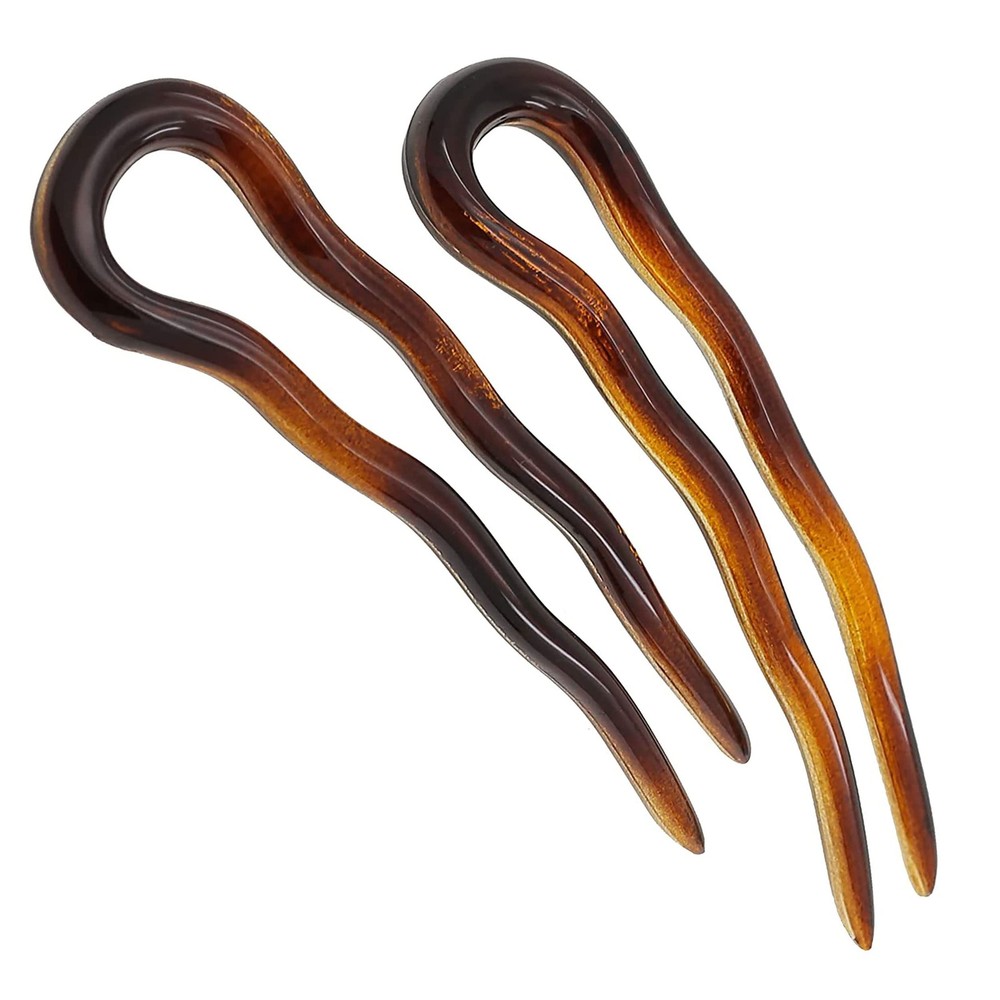 Paris AD823 French Twist Stick Hair Fork, 2 Small Wavy U Shaped Hair Pin Clip…