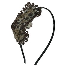 Thin Black Metal Headband with Leopard Design