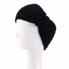 Knitted Flower Headband Warm Elastic Hairband Women Girls Headwear Solid Color