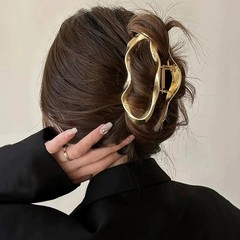 1Pcs Metal Gold Hair Claw Clips, 4.3Inches Large 1 Count (Pack of 1), A