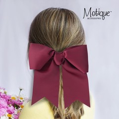 Burgundy Jumbo Bow Pony with Tails