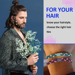20 Pcs Braided Hair Ties for Men, Nylon Elastic Flat Hair Tie No Damage Creas…