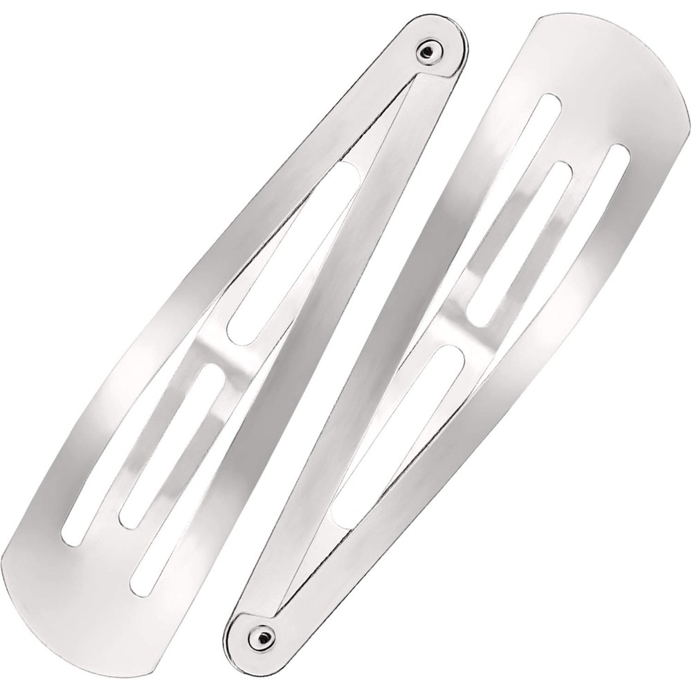 WILLBOND 30 Pieces 3.1 Inch Large Metal Snap Hair Clips Nonslip Silver