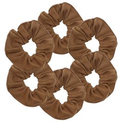 6 PCS Large Solid Scrunchie Light Brown Elastic Hair Tie Ponytail Holder