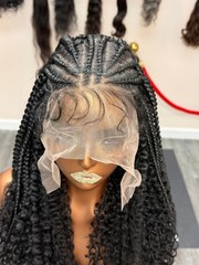 18” Half Braided 13*6 HD Lace Front Wig Human Blend