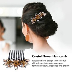 flower rhinestone hair comb is 10*11.3ccm/4*4.4″, pink, blue, white, yellow,…