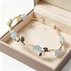 Summer Elegant Floral Hair Hoop, Pearl & Crystal Decor Women’s Daily Headband